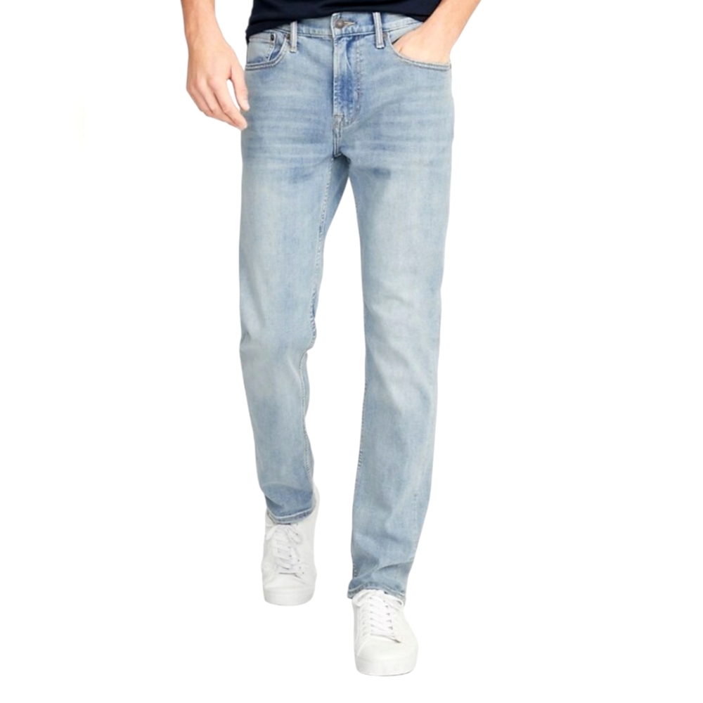 Old Navy 34x32 Slim Straight Built-In Flex All Temp Jeans Light Wash Blue NWOT